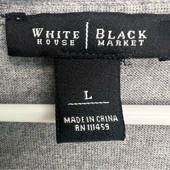 WHBM Womens 100% Wool Knit Metal Button Up Cardigan Gray Sz L Pocket Lightweight - Picture 3 of 11